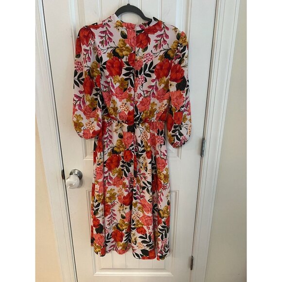 Julia Jordan Floral Tie Front Midi Dress Sz 4 - Picture 6 of 6